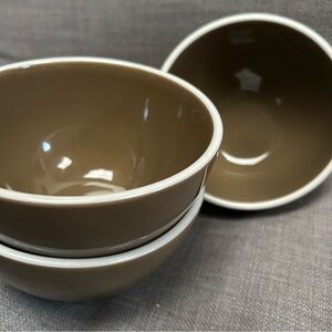 ROYAL NORFOLK 3-pcs White Rimmed Stoneware Ceramic Bowls #0901254A